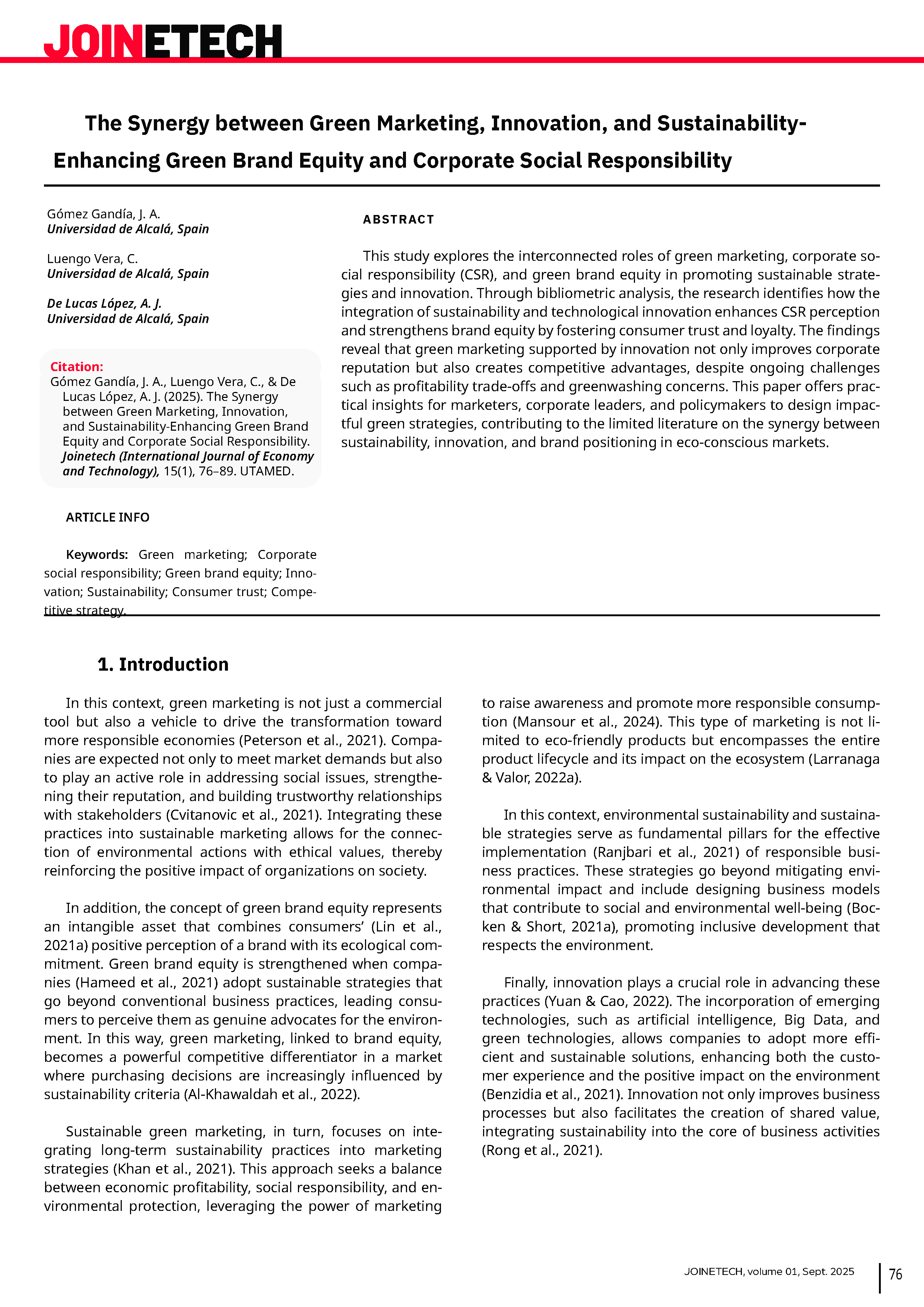 The Synergy between Green Marketing, Innovation, and Sustainability- Enhancing Green Brand Equity and Corporate Social Responsibility